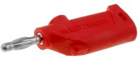 BANAN-WFK20R Wtyk bananowy przykręcany - maks. grubość kabla: 4mm, do 60VDC, czerwony, z gniazdem 4mm osiowym i poprzecznym (Sch