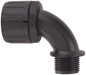 Łącznik do kanałów kablowych Flexicon gwint M25 28mm Kolanko 90° Nylon 66 IP66 Czarny