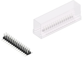 Pin header, 30 pole, pitch 2 mm, angled, black, 10063522