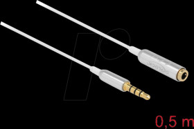 66072 Cable 3.5 mm 4-Pin Jack Plug &gt; Socket, Ultra Slim, 0.5 m