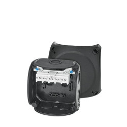 Puszka odgałęźna do instalacji wewnętrznych czarna IP66 z dławnicami membranowymi 5x4 mm2 Cu DK 0404 B 62000298