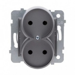 ROSA Gniazdo wtyczkowe podwójne b/u bez ramki inox GP-2Q/M.IN