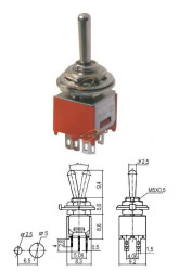 PRZEŁĄCZNIK 3-POZYCJE 6-PINÓW MINI KN1