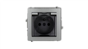 Deco Gniazdo Bryzgoszczelne Z/U (Klapka Dymna) Srebrny Metalik 7Dgpb-1Zdp