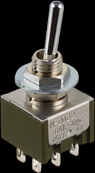 Toggle switch, metal, 2 pole, latching, On-On, 6 A/125 VAC, 4 A/30 VDC, silver-plated, MN22SS4W01