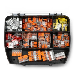 Zestaw kostek elektrycznych samozaciskowych WAGO 221 COMPACT 2-pin, 3-pin, 5-pin (32A/450V) + 2273 na drut (24A/450V) - 152szt.