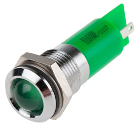 Lampka kontrolna do montażu panelowego 110V ac, zielona 14.5mm Chrom Końcówka lutownicza RS PRO