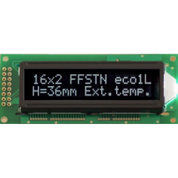 BLACKLINE LCD 2x16 H DLW WKK h:36mm 16x2 LED CYRYLICA