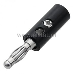 Wtyk banan skręcany czarny ( super ) metal 4mm