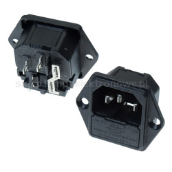 Gniazdo zasilające C14 do chassis z bezpiecznikiem Schurter