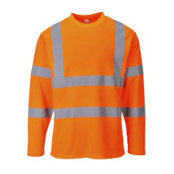 T-Shirt Hi Vis Orange Long Sleeved Polyc