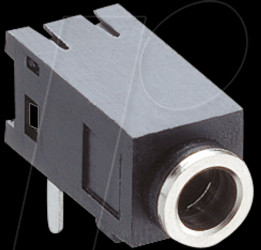 10446 Jack panel socket, 2.5 mm, stereo, angled, PCB, M