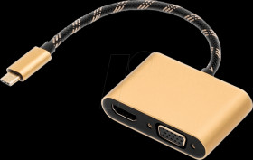 12.03.3165 Adapter, USB-C > VGA, HDMI, 4K 60Hz, black/gold