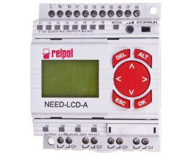 Przekaźnik programowalny 230V AC 8we, 4wy z wyświetlaczem i klawiaturą NEED-230AC-22-08-4R-D 859360