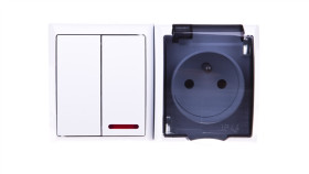 Fala Łącznik Hermetyczny Świecznikowy Z Podświetleniem + Gniazdo Z/U Biały...