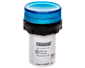 Lampka sygnalizacyjna MB z LED, monoblok, 230V AC, płaski klosz, niebieska T0-MBSD220M