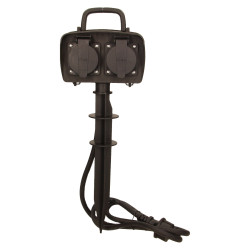 Gniazdo ogrodowe 2x2P+Z. 2300W. IP44. przewód 1.5m H07RN-F 3x1.5mm2 OR-AE-13138