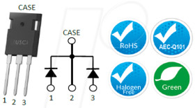 UJ3D1210KSD SiC dual Schottky diode 1200V, MPS, 2x5A, Gen-III, TO-247-3L