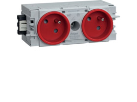 tehalit.WA Gniazdo kanałowe 2P+Z 2-krotne wtyk zacisk C -Profil czerwone GE20103020 HAGER