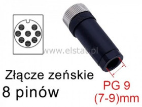 Złącze M12 8-pin; proste; żeńskie; śrubowe