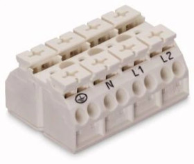 Blok zasilający 4-biegunowy czarny nadruk PE-N-L1-L2 862-1604/999-950 /200szt./