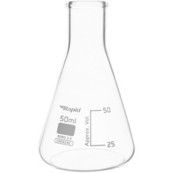 Rapid EGL0424C Conical Flask with Narrow Neck, 50 ml pack of 12