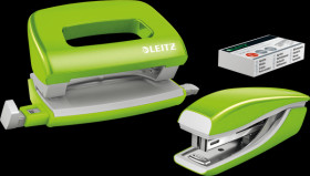 55612054 NeXXt WOW mini stapler and mini hole puncher set, green
