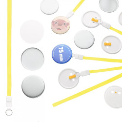 Przypinki 75mm ze smyczą żółte zestaw 50 sztuk