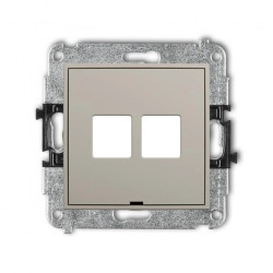 ICON Mechanizm gniazda multimedialnego podwójnego bez modułu, bez pola opisowego (standard Keystone) taupe 60IGMBO-2P
