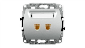 Trend Gniazda Telefoniczne Podwójne 2Xrj11, 4-Stykowy Srebrny 5Gt-2