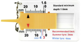 Miernik bieżnika do opon APA 31343 analogowy Zakres pomiaru głębokości 0 - 20 mm