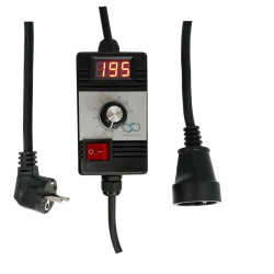 REGULATOR OBROTÓW SILNIKA MOCY GRZAŁKI NAPIĘCIA 2500W 230V Z POMIAREM NAPIĘCIA - Obudowa z Wtyczką i Gniazdem 230 V
