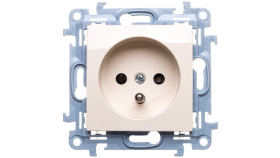 Simon 10 Gniazdo Pojedyncze Z/U Z Przesłonami Kremowe 16A 250V Ip20 Cgz1z.01/41