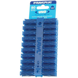Rawlplug R-U1-BLU-80-C Blue UNO&#xAE; Plugs 8 x 32mm (Card 80)