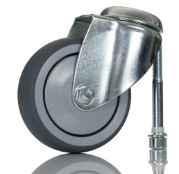 Koło samonastawne średnica kabla 100mm Trzpień gwintowany Tente 80kg wysokość całkowita 137mm