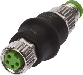 VK000039, Adapter, M8 żeński 4pin prosty, M8 męski 3pin prosty, 24V, -25-85C, IP67