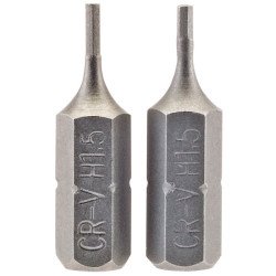 Draper 63944 1.5mm 1/4" Hex Hexagonal Insert Bit 25mm Long x 2