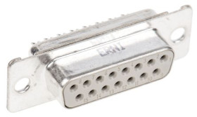 Złącze D-Sub 15-pinowe Żeński Prosty Przepust raster 2.84mm Złoto