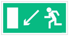 ZNAK - AC014 Wyjście ewakuacyjne w lewo w dół 30 x 15 cm FS - Folia samoprzylepna foto.