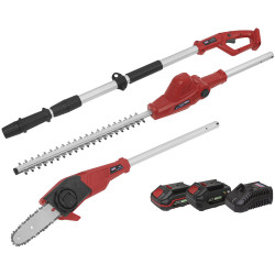 Sealey CP20VTPCOMBO Telescopic Cordless Hedge Trimmer &amp; Chainsaw Kit 20V 2 Batt