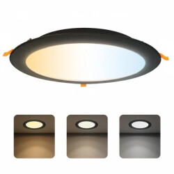 Oprawa podtynkowa downlight LED, 30W, 3000lm, IP20, CCT, okrągła, czarna, ALEXIS HOROZ