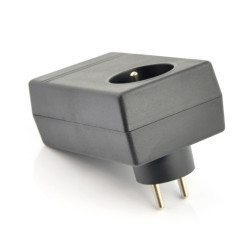 Obudowa na zasilacz plastikowa Kradex Z27 - 120x70x46mm czarna z gniazdem i wtykiem