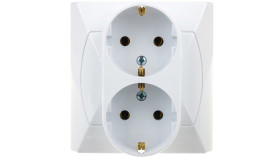 Akcent Gniazdo Podwójne Z/U Schuko Białe Gp-2As/00