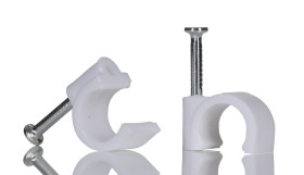 Spinka do kabli 10mm 18 x 10 x 10mm materiał: Polietylen, Stal Biały rozdzielacze