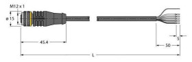 Turck 6626373 Kabel połączeniowy czujnika/aktuatora RKS4.5T-2/TXL, piny: 5, 2 m, 1 szt.