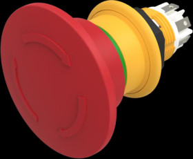 Emergency stop, rotary release, mounting Ø  16 mm, unlit, 2 Form A (N/O) + 1 Form B (N/C), 61-6461.4097