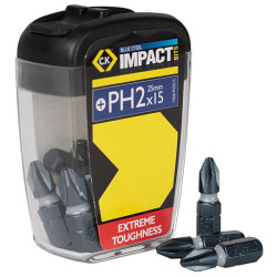 CK Tools T4560 PH2D15 Blue Steel Impact Screwdriver Bit 25mm PH2 Box of 15