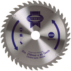Faithfull FAIX23040 TCT Circular Saw Blade 230 x 30mm x 40T POS