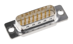 Złącze D-Sub 15-pinowe Męski Proste Montaż na panelu