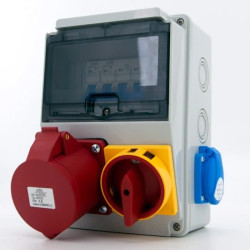 Rozdzielnica budowlana 32A/5P + 2*GS 230V + wyłącznik główny, zabezpieczenia, okablowana, 6NO21C011CTRG